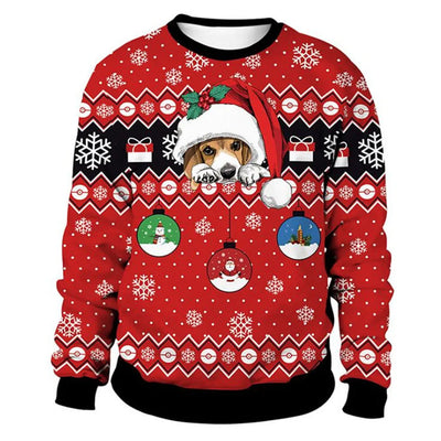 Dietmar - Warmer Pullover mit Rundhalsausschnitt und 3D-Weihnachtsaufdrucken für Männer und Frauen