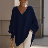 Genf™ Premium-Softstrick Oversize-Pullover in Dunkelblau
