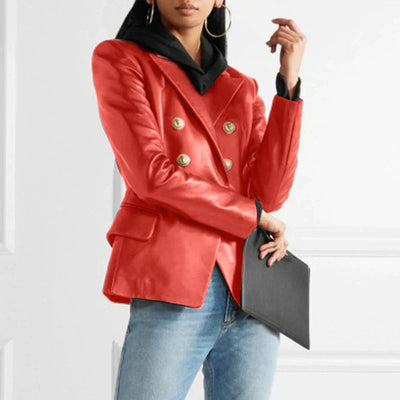 Ledarina | Eleganter Lederblazer mit Doppelknopfverschluss