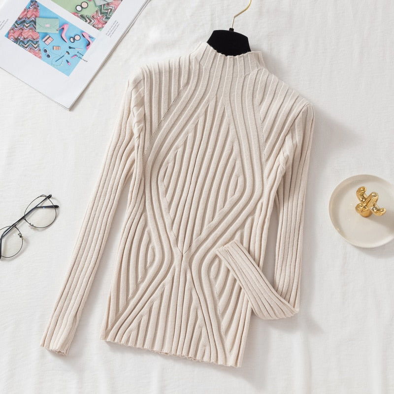 Vintage-Strickpullover mit halbem Rollkragen und langen Ärmeln für Damen |  Ideal für den Winter