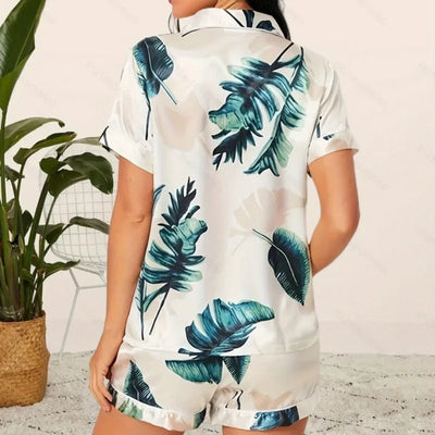 Roswitha - Seidensatin-Pyjamaset mit Kurzärmeligem Oberteil und Kurzhose für Frauen