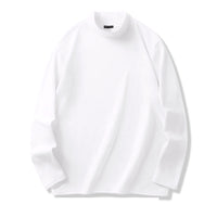 T-Shirt Herren - Regular Fit Langarm mit Stehkragen | Casual in Weiß