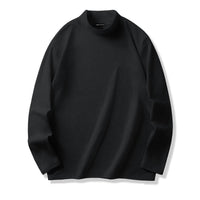 T-Shirt Herren - Regular Fit Langarm mit Stehkragen | Casual in Schwarz