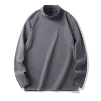 T-Shirt Herren - Regular Fit Langarm mit Stehkragen | Casual in Grau