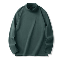 T-Shirt Herren - Regular Fit Langarm mit Stehkragen | Casual in Grün