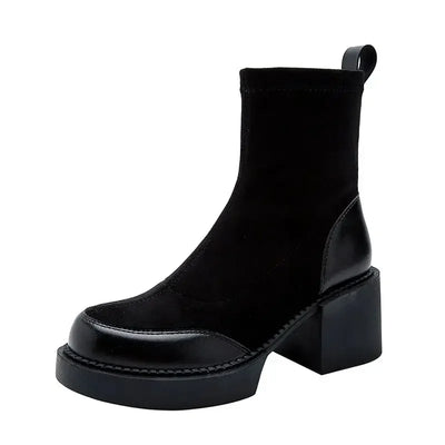 Elegante Schwarze Vegan Leder Stiefeletten mit Wildleder Finish für Damen | Ideal für das tägliche Tragen