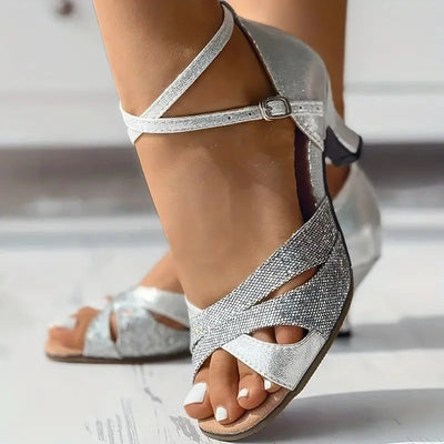 Gianna - Glamouröse Damensandalen mit funkelndem Glitzerabsatz