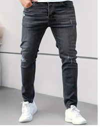 Slim-Fit-Jeans Herren Skinny in Dunkelgrau
