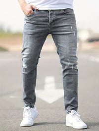 Slim-Fit-Jeans Herren Skinny in Grau