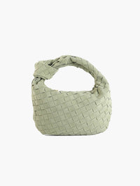 FemmeHaus | Damen Mini Tasche Geflochten Wildleder Boho Chic in Olivegrün