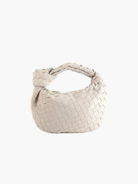 FemmeHaus | Damen Mini Tasche Geflochten Wildleder Boho Chic in Beige