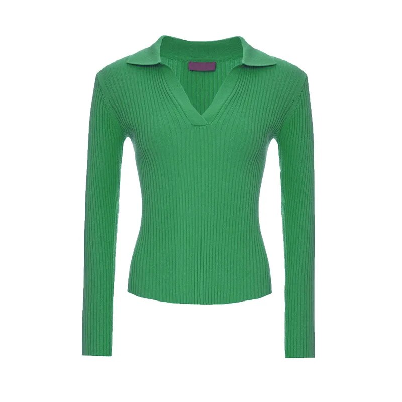 Schlankes Top mit Polokragen aus Strick