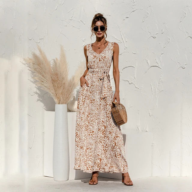 Schwarzes maxikleid mit muster - Lara