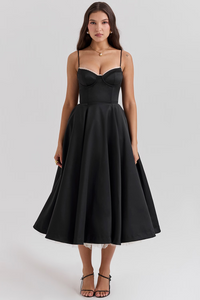Sophia | Damen Kleid Schlankend Figurbetont Elegant Feminin Modern in Schwarz