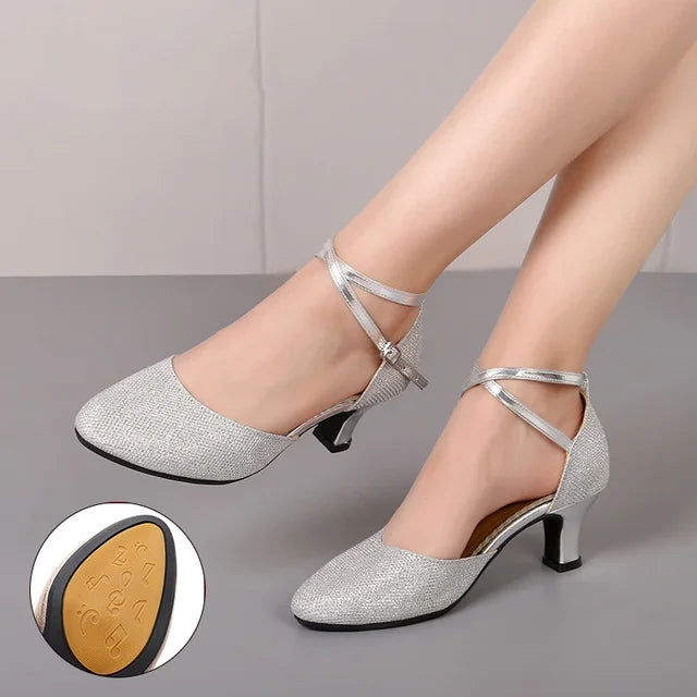 Fudus | Elegante Glitzer Schicke Absätze (3,5 cm) Sandalen für Damen