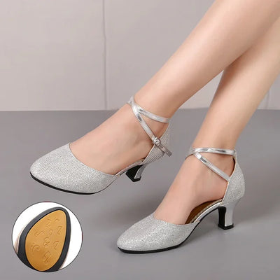 Fudus | Elegante Glitzer Schicke Absätze (3,5 cm) Sandalen für Damen