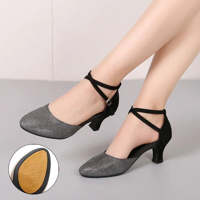 Fudus | Elegante Glitzer Schicke Absätze (3,5 cm) Sandalen für Damen