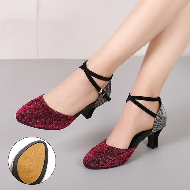 Fudus | Elegante Glitzer Schicke Absätze (3,5 cm) Sandalen für Damen