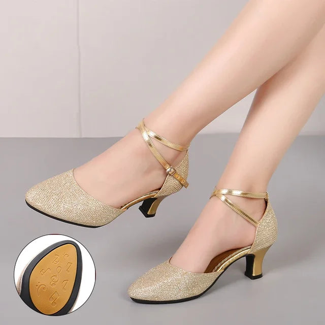 Fudus | Elegante Glitzer Schicke Absätze (3,5 cm) Sandalen für Damen