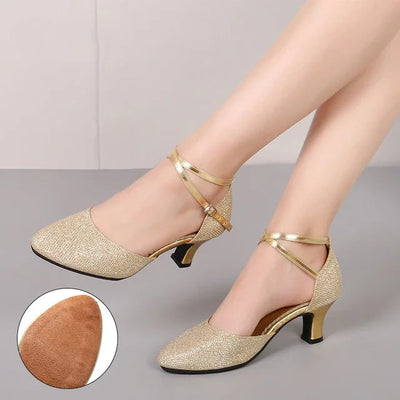 Fudus | Elegante Glitzer Schicke Absätze (3,5 cm) Sandalen für Damen