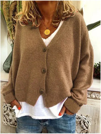 Annelie | Lockere Feminine Strickjacke in Khaki