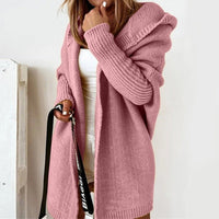 Strickjacke Damen Oversized Mit Kapuze & Fledermausärmeln – Modischer Cardigan Für Herbst Und Winter in Rosa