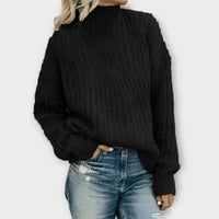 Svea | Kuscheliger Wandelbarer Strickpullover in Schwarz