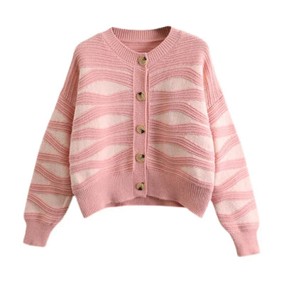 Gestreifte Strickjacke mit Knopfleiste