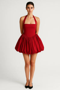 Fenja | Mini-Kleid mit Puffärmeln in Rot