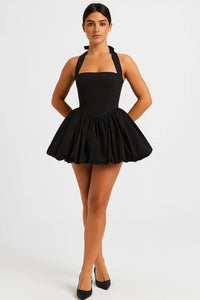 Fenja | Mini-Kleid mit Puffärmeln in Schwarz