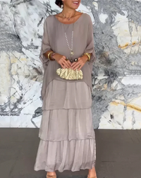 Lara | Elegantes fließendes Maxikleid in Grau