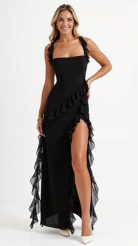 Selin | Elegantes Abend-Maxikleid in Schwarz