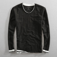 Wilhelm | Herren V-Ausschnitt Langarm Sweatshirt in Schwarz