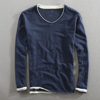 Wilhelm | Herren V-Ausschnitt Langarm Sweatshirt in Blau