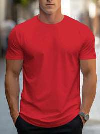 T-Shirt Basic Herren Rundhals Kurzarm in Rot
