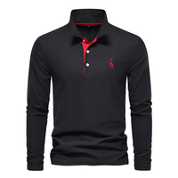 Antoine - Langärmeliges Herren-Poloshirt für den Alltag in Schwarz
