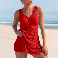 Tamar | Damen Tankini Set Gesteppt Bademode Sommer Modern in Rot
