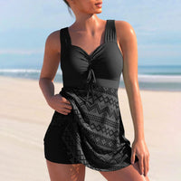 Tamar | Damen Tankini Set Gesteppt Bademode Sommer Modern in Schwarz