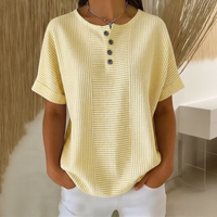 Euddora™ Bluse Mit Feinen Streifen und Knopfleiste in Gelb