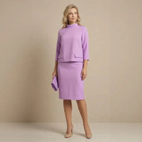 London Set™ mit Stehkragenbluse und vielseitigem klassischem Rock in Flieder