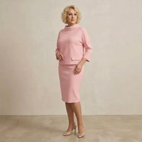 London Set™ mit Stehkragenbluse und vielseitigem klassischem Rock in Rosa