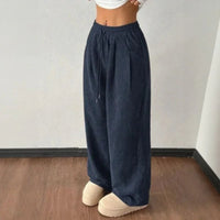 Sara™ Weite Hose aus Premium-Strick mit Struktur in Blau
