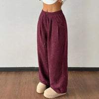 Sara™ Weite Hose aus Premium-Strick mit Struktur in Bordeaux