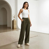 Sara™ Weite Hose aus Premium-Strick mit Struktur in Grün