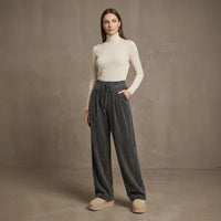 Sara™ Weite Hose aus Premium-Strick mit Struktur in Grau