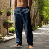 Oliver™ Baumwoll-Leinen-Hose mit elastischem Bund & verstellbarem Kordelzug in Dunkelblau