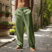 Oliver™ Baumwoll-Leinen-Hose mit elastischem Bund & verstellbarem Kordelzug in Grün