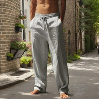 Oliver™ Baumwoll-Leinen-Hose mit elastischem Bund & verstellbarem Kordelzug in Grau