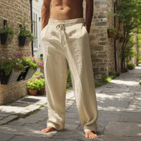 Oliver™ Baumwoll-Leinen-Hose mit elastischem Bund & verstellbarem Kordelzug in Beige