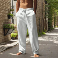 Oliver™ Baumwoll-Leinen-Hose mit elastischem Bund & verstellbarem Kordelzug in Weiß